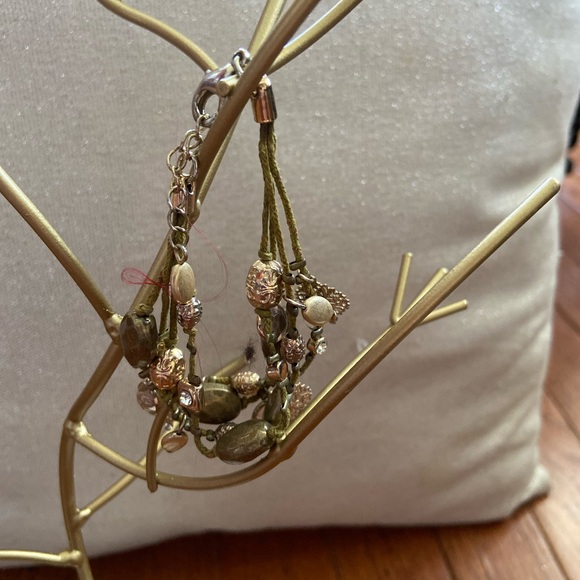 Multi strand, string, Charm Bracelet. Gold Tone Charms. - Picture 2 of 4